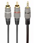 Gembird CCA-352-5M 3.5 mm sztereó csatlakozó 2xRCA dugóhoz, aranyozott csatlakozók 5m kábel fekete (CCA-352-5M)