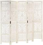 vidaXL 5-paneles fehér mangófa kézzel faragott térelválasztó 200x165cm (285331)