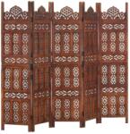 vidaXL 5-paneles barna mangófa kézzel faragott térelválasztó 200x165cm (285326)