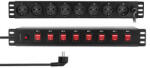 LogiLink PDU8D01 19 PDU 8 x CEE 7/3 biztonsági aljzat kapcsolókkal