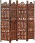 vidaXL 4-paneles barna mangófa kézzel faragott térelválasztó 160x165cm (285325)