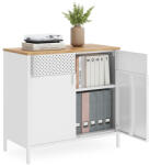 SONGMICS álló tárolószekrény ajtóval, állítható polccal, forgácslap és acél, fehér (EUZ-LSC102W57)