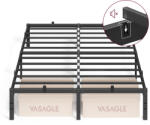 VASAGLE 140 x 190 cm Fém Ágykeret Tárolóhellyel Mattfekete (EUZ-RMB133B01)