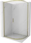 Mexen Exo félköríves aszimmetrikus tolóajtós zuhanykabin 120 x 80 cm, átlátszó, arany - 8131-120-080-50-00 (8131-120-080-50-00)