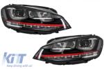 KITT Specials Első lámpák 3D LED DRL Volkswagen Golf 7 VII (2012-2017) piros R20 GTI Look LED folyamatos kanyarodó lámpa (HLVWG7GTILEDFW)
