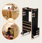 Lionelo Kitchen Helper Montessori Konyhai Segédeszköz 2in1 Cass könyvtár (LO-CASS BLACK ONYX)