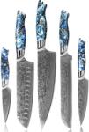 HARAHU Set de cuțite de bucătărie damasc AK-37332 - Albastru KP37332