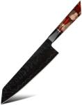 HARAHU Cuțit de bucătărie damasc EN-37394 - Kiritsuke / Roșu / Maro KP37394