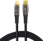 Lito - Adatkábel Átlátszó (LD01) - Type-C to Lightning, Gyors töltés 27W, Fonott, Arannyal bevont csatlakozó, 1.2m - Fekete