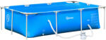 Outsunny fémvázas medence, acél / PVC szűrő / szelep, 252x152x65cm, kék