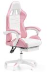  Gyerek gamer szék lábtartóval - Rózsaszín, fehér
