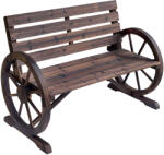 Outsunny 2 személyes kültéri pad, vidéki stílusú kerti pad fa karfákkal, 105, 5x59x75cm barna