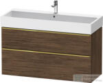 Duravit D-NEO 118, 4x44, 2 cm-es, 2 fiókos alsószekrény polírozott arany színű fogantyúval, mosdó és csaptelep nélkül, matt sötét dió DE4375034210000 (DE4375034210000)