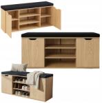 BOXIMO Cipősszekrény Mdf Ülőfelülettel Barna Előszobai Tároló 103X30X46 (B10005WO)