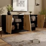 Gutent Modern 160 cm-es tálalószekrény geometrikus mintával és állítható polccal (1005)