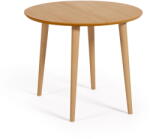 Kave Home Natúr színű kerek bővíthető étkezőasztal tölgyfa dekorral ø 90 cm Oqui - Kave Home