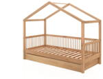 VIPACK Natúr színű házikó alakú tölgyfa gyerekágy kihúzható pótággyal 90x200 cm Forrest - Vipack