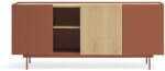 Teulat Téglavörös-natúr színű alacsony komód tölgyfa dekorral 180x78 cm Otto - Teulat