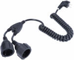as - Schwabe Cablu spiralat cu contact de protectie bidirectional, negru H05VV-F 3G1, 5 230V 16A max. 3500W- IP20 extensie pana la 2, 5 m (70429)