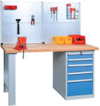  DPS_103 lapraszerelt munkapad (1500 mm, 4 fiók, szerszámtartó fal)