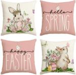  4 db-os díszes huzatkészlet, 45x45 cm, húsvéti motívumok, virágok, nyuszik, pillangók (B0CNT14MW1)