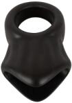 Erecto Liquid Silicone Cock Ring with Ball Stretcher Black