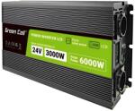 Green Cell Power Inverter LCD feszültségátalakító kijelzővel 24V-ról 230V-ra, 3000W/6000W, tiszta szinuszos (INVGC24P3000LCD)
