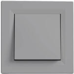 Leziter Nova kereszt kapcsoló 10A 250V 107 szürke kerettel (LN1KERV-SZ_LN107-SZ) - geminiduo