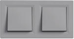 Leziter Nova kettős kereszt kapcsoló 10A 250V 107 szürke dupla kerettel (LN2KERV-SZ_LN107-SZ_2) - geminiduo