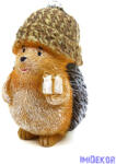  Kötött sapkás süni figura ajándékkal 9cm