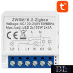 Avatto Okos kapcsolómodul 2-áramkörös AC: 100-240V max. 16A ZigBee Tuya (ZWSM16-W2)