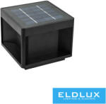 ELDLUX Napelemes oszlop lámpa 3.2V-1200mAH 5V-1.6w CCT. kap IP65 Fekete 150x150x125mm (QW-3C)