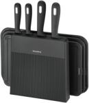 Klausberg KB 7980 set cuțit și placă de tăiat, 8 piese, Oțel inoxidabil, Suport, Negru/inox (KB 7980)