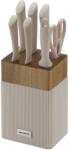 Klausberg Set cuțite Klausberg KB 7984, 8 piese, Oțel inoxidabil, Ascuțitor, Mâner lemn de salcâm, Bej/lemn (KB 7984)