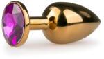 EasyToys Metal No. 1 - lila köves kúp anál plug - arany (2, 5cm)