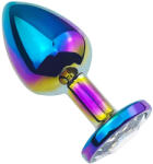 Sunfo - fém anál plug fehér kővel (szivárvány) (0756329369495)