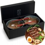 Edo Kerámia szett Barna-Kék Tálak 17cm Leves Udon pálcikákkal Ki (K 1833)