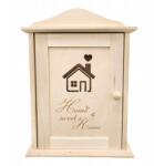  Kulcsszekrény, fa, gravírozott "home sweet home" felirattal, Akasztó, polc, doboz (SZNKLU1)