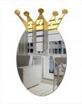 Kornik Akril Tükör Ovális Koronával Kétszínű: ezüst és arany (lun44)