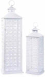 Decorer Set 2 felinare metal alb cm 25 x 25 x 87 H, 18 x 18 x 61.5 H (A53.26.78)