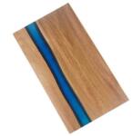 Salestore. ro Sajt/felvágott tálaló, Salestore. ro® olajfából és kék epoxigyantából, konyhai vágódeszka (ss_Platoucu_rAlbastru)