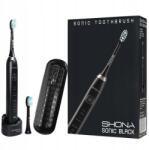 SHONA Elektromos sonic fogkefe, felnőtteknek, SHONA, Sonic Black, 40 000 pulzáció/perc, 5 program, 800 mAh, 2 fej, Fekete