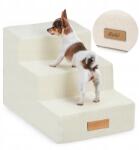 DOGESTE Kutya-macska lépcső Lépcső 3 lépcső rámpa emelvény 32 cm Gravírozás név Ingyenes (schodki 3 stopnie SZTRUKS jasny krem)