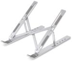 NEXTLY laptop/táblagép állvány íróasztalhoz, állítható magasságú - 6 dőlésszög, összecsukható, univerzális kompatibilitás 15-45cm, karcolásgátló, csúszásgátló, alumínium, ezüst (suportlapt)