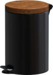 Studio Casa Cos menajer cu pedala Metal 12L Negru / Design Wood Studio Casa (st12lnwood) Cos de gunoi