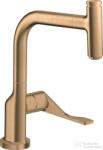 Hansgrohe AXOR CITTERIO Select egykaros konyhai csaptelep kihúzható zuhanyfejjel, szálcsiszolt bronz 39861140 (39861140)