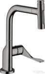 Hansgrohe AXOR CITTERIO Select S-Box egykaros konyhai csaptelep kihúzható zuhanyfejjel, 2 jet, polírozott fekete króm 39862330 (39862330)