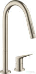 Hansgrohe AX Citterio M 2 üléses mosogató csaptelep kihúzható zuhanyfejjel, DN15, szálcsiszolt nikkel 34822820 (34822820)