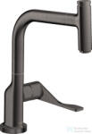 Hansgrohe AXOR CITTERIO Select egykaros konyhai csaptelep kihúzható zuhanyfejjel, szálcsiszolt fekete króm 39861340 (39861340)