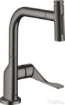 Hansgrohe AXOR CITTERIO Select S-Box egykaros konyhai csaptelep kihúzható zuhanyfejjel, 2 jet, szálcsiszolt fekete króm 39862340 (39862340)